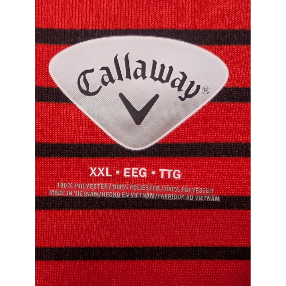 Callaway Golf Polo Shirt Mens XXL‎ Red Black Striped Short Sleeve - Picture 2 of 5